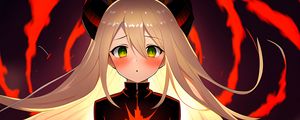 Preview wallpaper girl, horns, demon, anime, flame