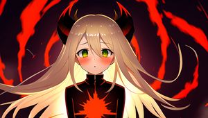 Preview wallpaper girl, horns, demon, anime, flame