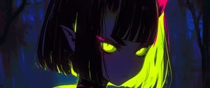 Preview wallpaper girl, horns, devil, bright, anime, art