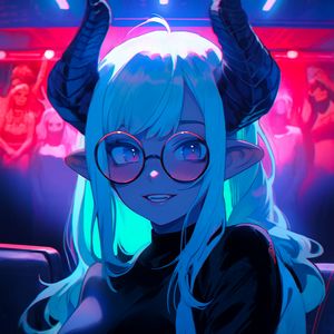 Preview wallpaper girl, horns, glasses, anime, art