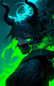 Preview wallpaper girl, horns, mask, anime, art