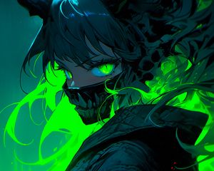 Preview wallpaper girl, horns, mask, anime, art