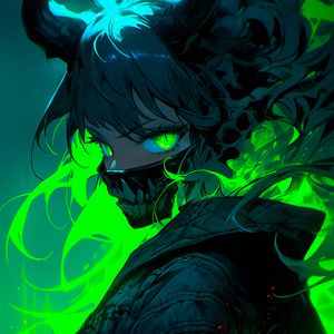 Preview wallpaper girl, horns, mask, anime, art