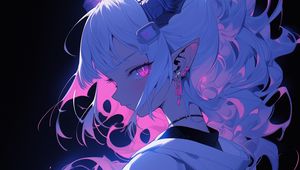 Preview wallpaper girl, horns, piercing, kimono, anime, art