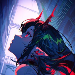 Preview wallpaper girl, horns, profile, glance, anime