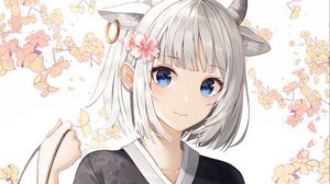 Preview wallpaper girl, horns, smile, anime