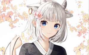 Preview wallpaper girl, horns, smile, anime