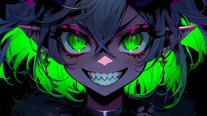 Preview wallpaper girl, horns, vampire, anime, art