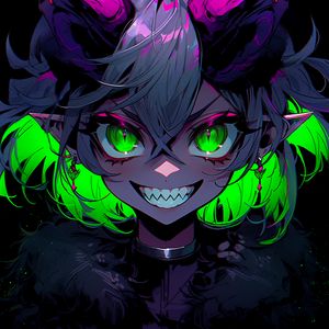 Preview wallpaper girl, horns, vampire, anime, art