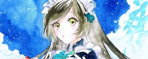 Preview wallpaper girl, housemaid, package, snow, watercolor, anime