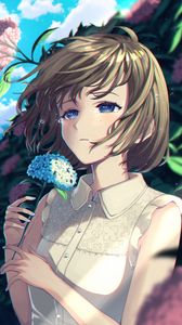 Preview wallpaper girl, hydrangea, flowers, anime, art