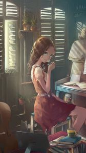 Preview wallpaper girl, ice cream, dessert, creativity, anime