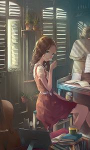 Preview wallpaper girl, ice cream, dessert, creativity, anime