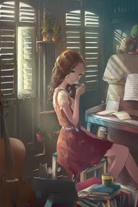 Preview wallpaper girl, ice cream, dessert, creativity, anime