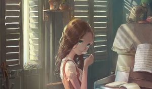 Preview wallpaper girl, ice cream, dessert, creativity, anime