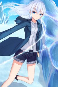 Preview wallpaper girl, ice, magic, anime, art, blue