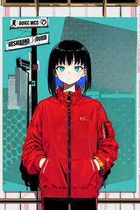Preview wallpaper girl, jacket, anime, red
