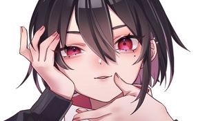 Preview wallpaper girl, jacket, gesture, anime