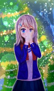 Preview wallpaper girl, jacket, gesture, anime, art