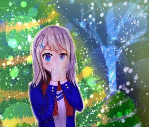 Preview wallpaper girl, jacket, gesture, anime, art