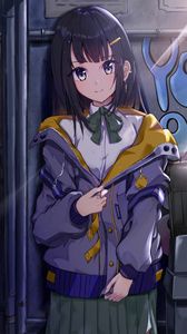 Preview wallpaper girl, jacket, glance, anime
