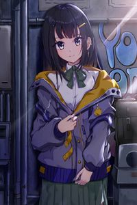 Preview wallpaper girl, jacket, glance, anime