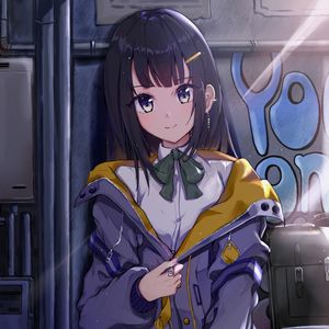 Preview wallpaper girl, jacket, glance, anime