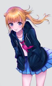 Preview wallpaper girl, jacket, protruding tongue, anime