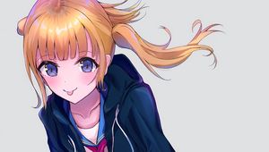 Preview wallpaper girl, jacket, protruding tongue, anime