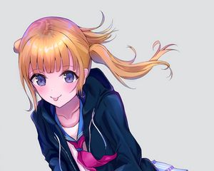 Preview wallpaper girl, jacket, protruding tongue, anime