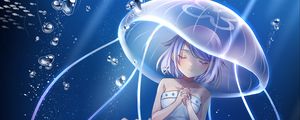 Preview wallpaper girl, jellyfish, underwater world, anime, art