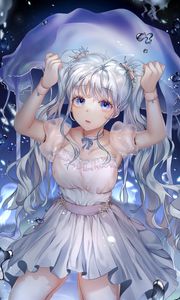 Preview wallpaper girl, jellyfish, water, anime, art