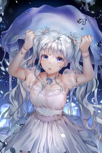 Preview wallpaper girl, jellyfish, water, anime, art