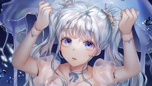 Preview wallpaper girl, jellyfish, water, anime, art