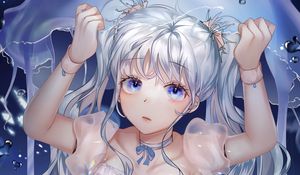 Preview wallpaper girl, jellyfish, water, anime, art