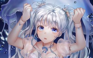 Preview wallpaper girl, jellyfish, water, anime, art