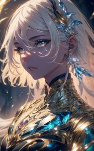 Preview wallpaper girl, jewelry, armor, glow, anime