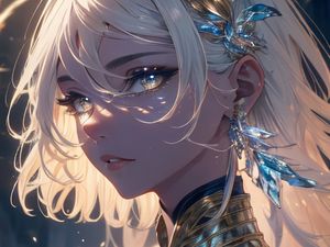 Preview wallpaper girl, jewelry, armor, glow, anime