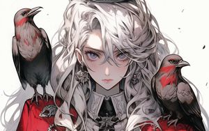 Preview wallpaper girl, jewelry, crown, costume, crows, art
