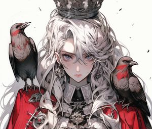 Preview wallpaper girl, jewelry, crown, costume, crows, art