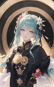 Preview wallpaper girl, jewelry, dress, hair, anime