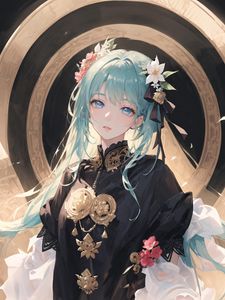 Preview wallpaper girl, jewelry, dress, hair, anime