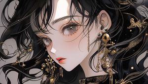 Preview wallpaper girl, jewelry, dress, anime, black
