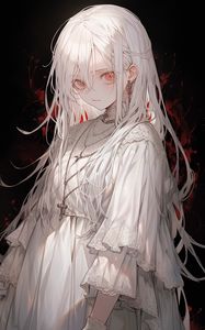 Preview wallpaper girl, jewelry, dress, white, anime