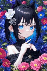 Preview wallpaper girl, jewelry, flowers, anime