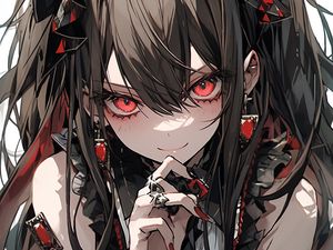 Preview wallpaper girl, jewelry, glance, smile, anime