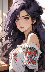 Preview wallpaper girl, jewelry, pattern, anime, art