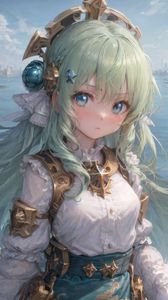 Preview wallpaper girl, jewelry, sea, anime