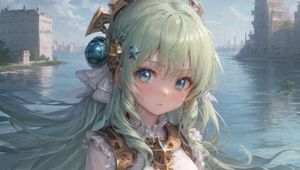 Preview wallpaper girl, jewelry, sea, anime