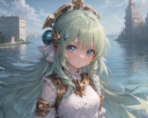 Preview wallpaper girl, jewelry, sea, anime